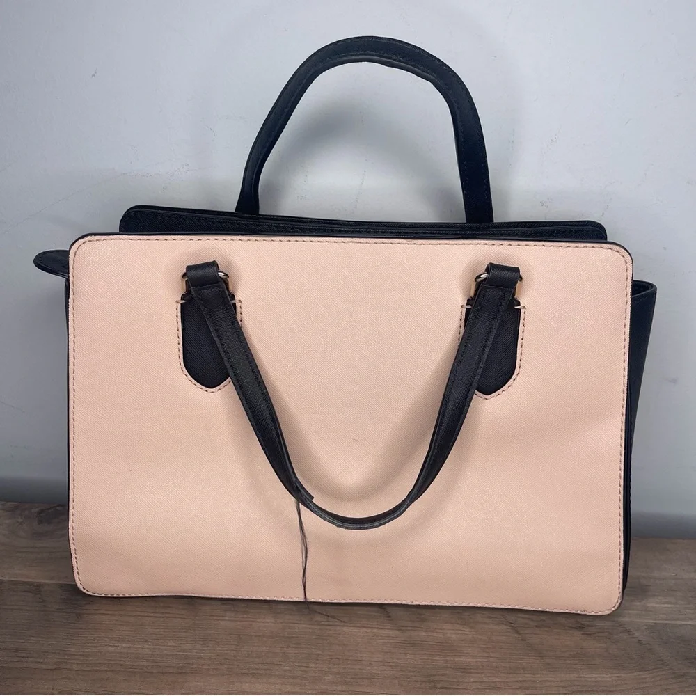 Kate Spade Leighann Laurel way Blush‎ and Black Satchel purse hand bag